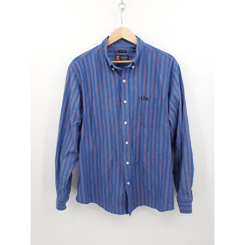 Chaps button down long sleeve blue red striped shirt men's size XL
